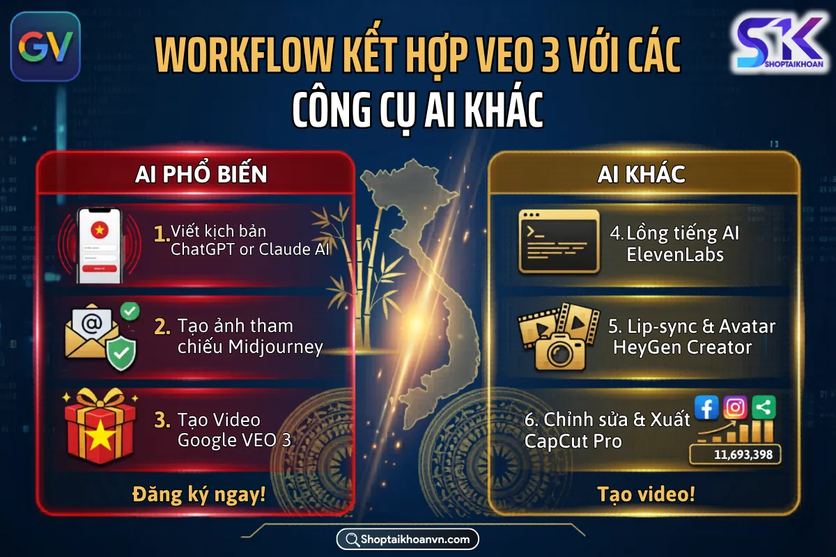 Workflow Chuyên Nghiệp: Kết Hợp Veo 3 Với Các Công Cụ AI Khác