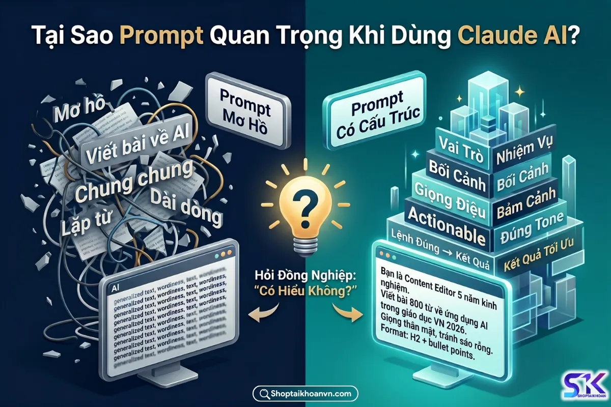 Hướng Dẫn Viết Prompt Claude AI: Công Thức + Mẫu Copy-Paste [2026]