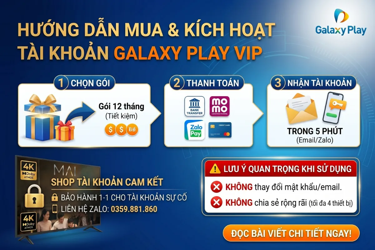 Hướng dẫn mua và kích hoạt tài khoản galaxy play vip