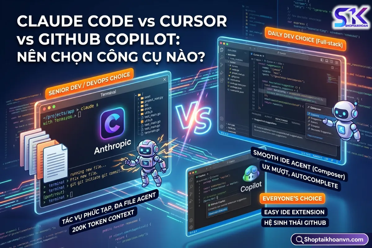 Claude Code vs Cursor vs GitHub Copilot: Nên Chọn Công Cụ Nào?